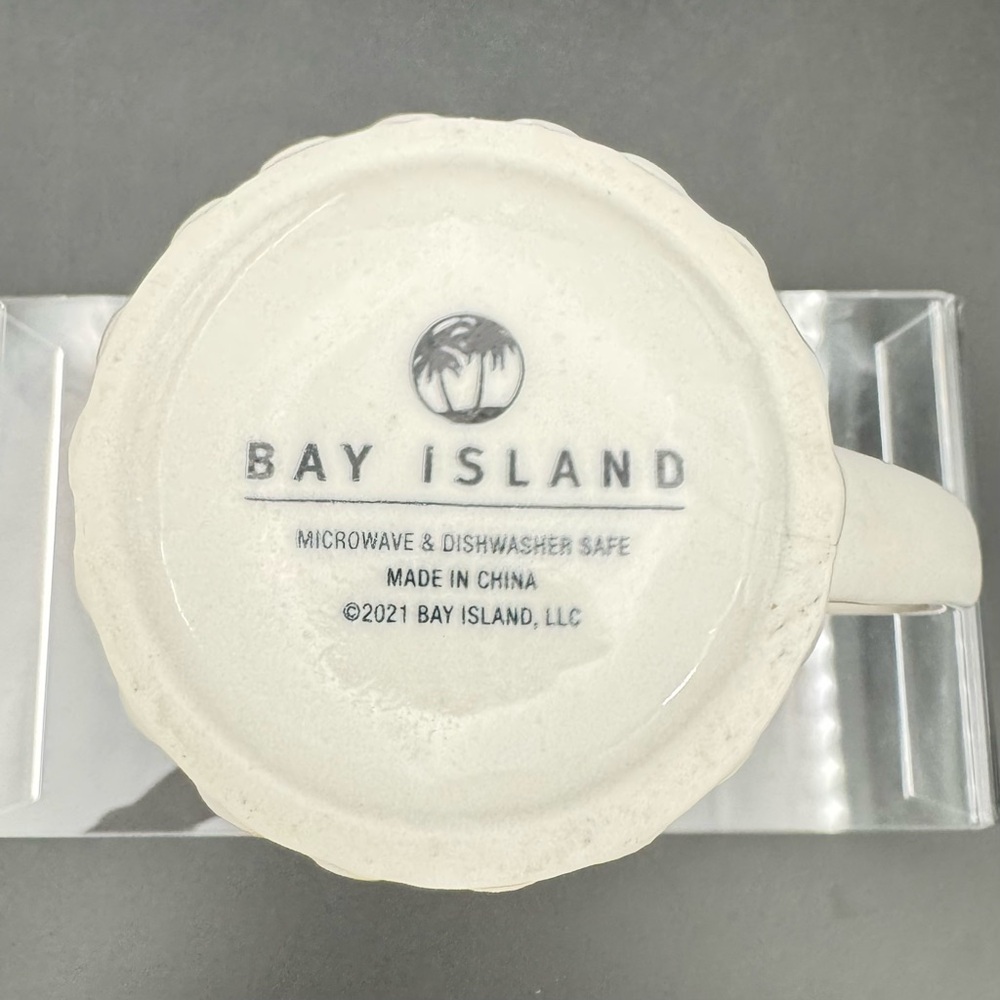 Bay Island Embossed Ceramic Mug – Cable Knit Texture – White/Cream 12 oz - Picture 6 of 7